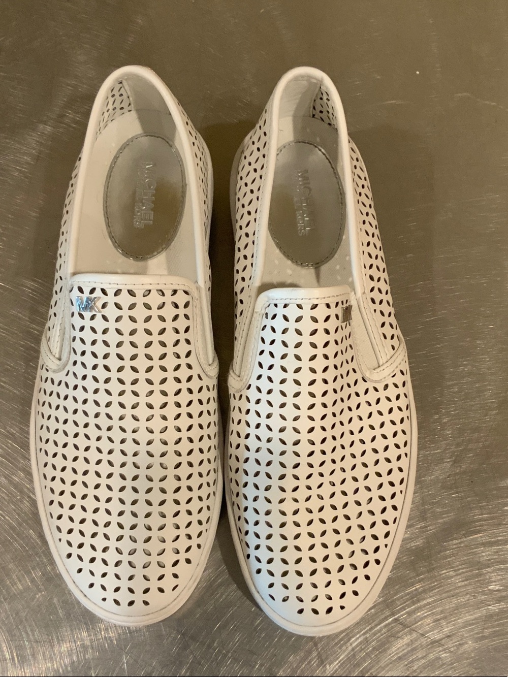 Michael Kors Women's White Perforated Slip-On Loafers